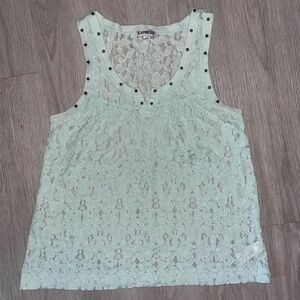 Express Mint Lace Studded Tank